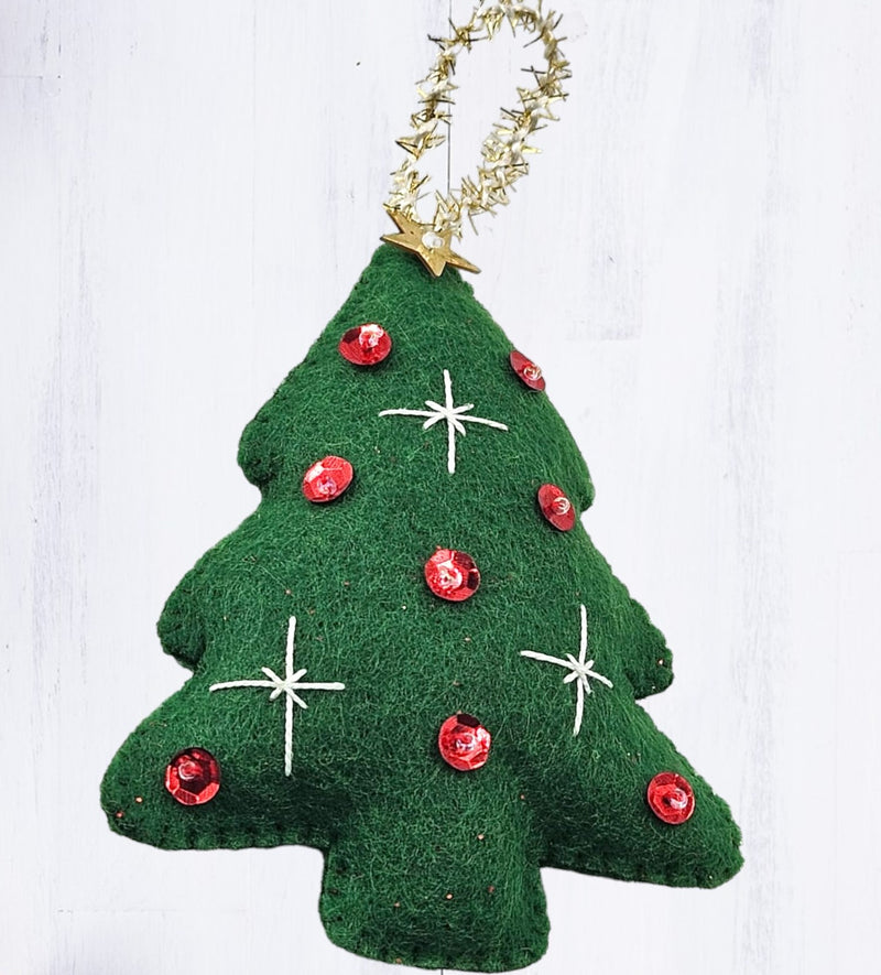 10 PCS Stuffed Christmas Tree Hanging Ornament