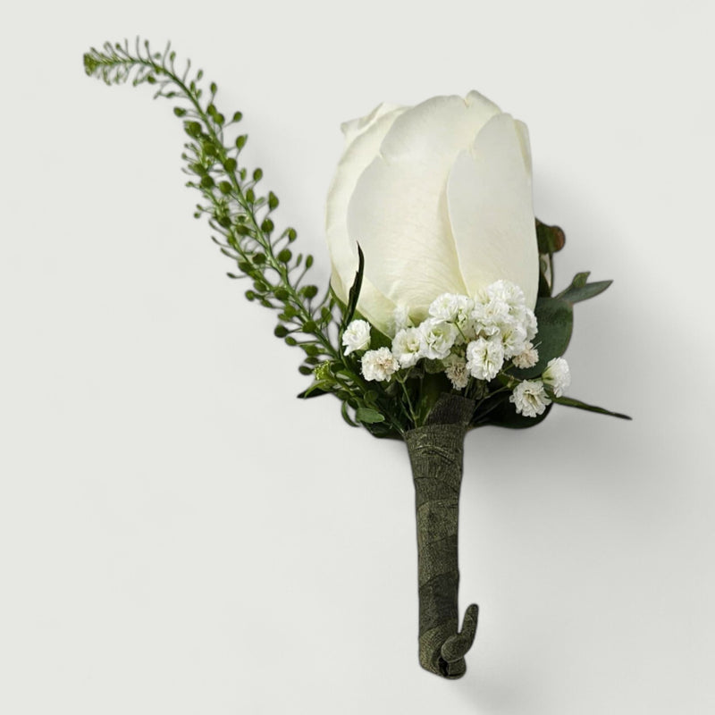 Pure White Rose Boutonniere