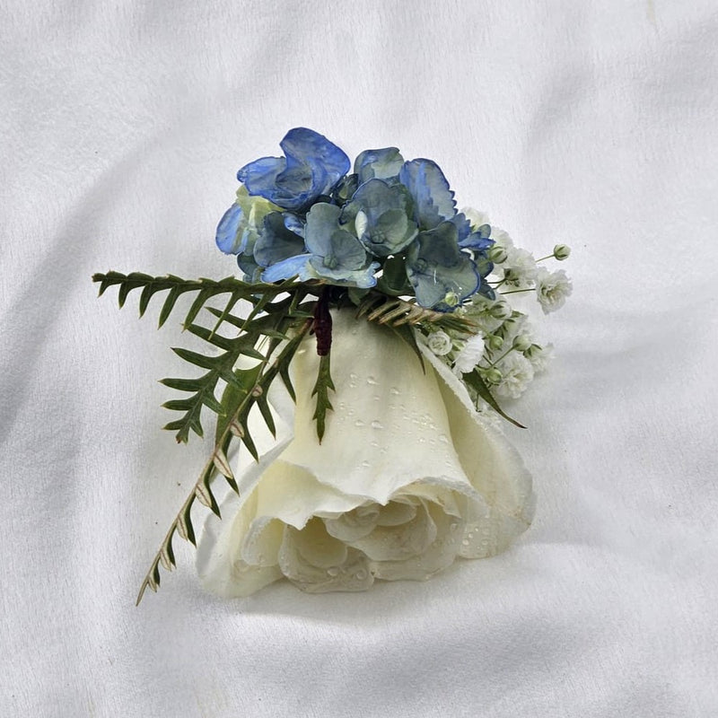 White Rose & Greenery Boutonniere