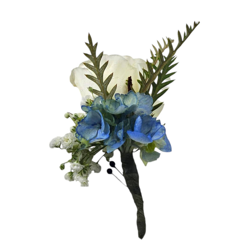 White Rose & Greenery Boutonniere